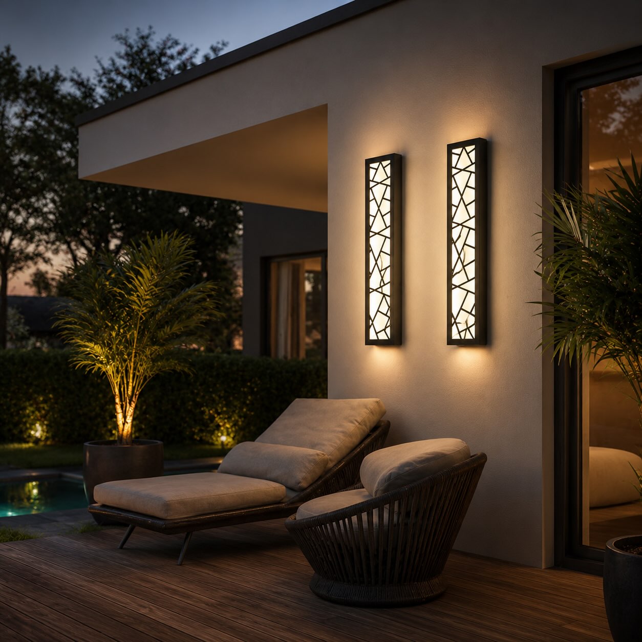 Modern Black Outdoor Wall Light Wall Mounted Waterproof Metal LED Fixture for Gardens Patios