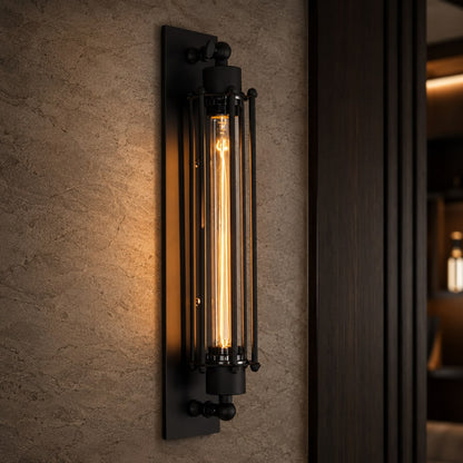 Industrial Wall Sconce Wall Mounted Black Iron E26 Compatible LED Wall Light 3000K Warm White