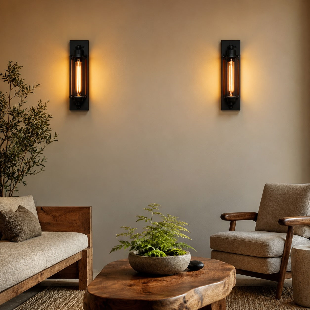 Industrial Wall Sconce Wall Mounted Black Iron E26 Compatible LED Wall Light 3000K Warm White