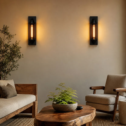 Industrial Wall Sconce Wall Mounted Black Iron E26 Compatible LED Wall Light 3000K Warm White