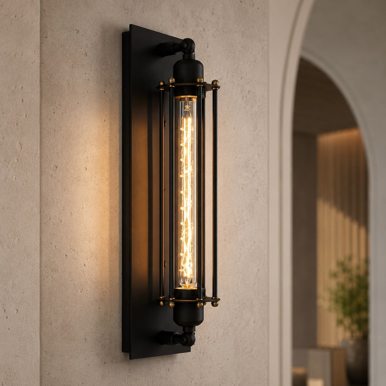 Industrial Wall Sconce Wall Mounted Black Iron E26 Compatible LED Wall Light 3000K Warm White