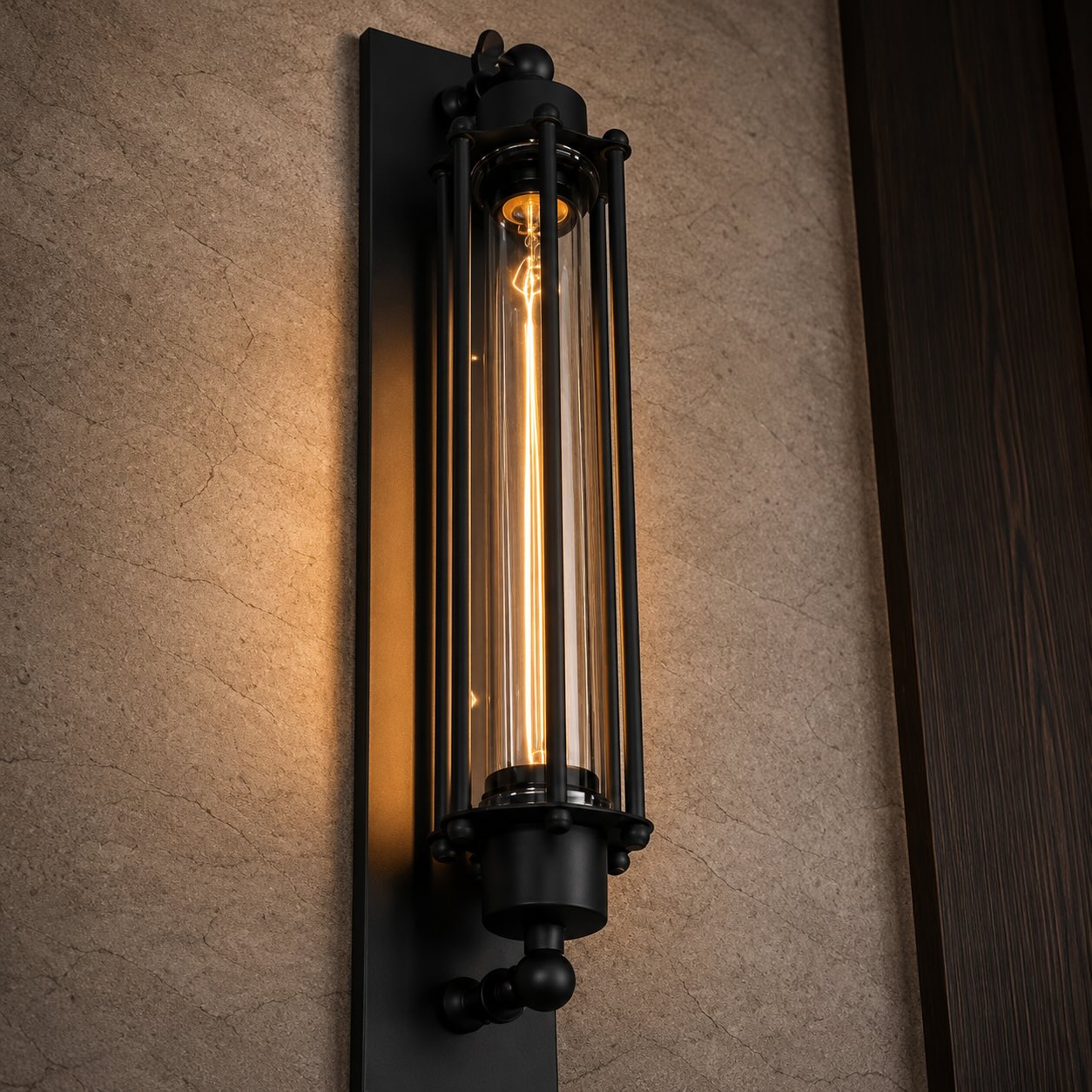 Industrial Wall Sconce Wall Mounted Black Iron E26 Compatible LED Wall Light 3000K Warm White