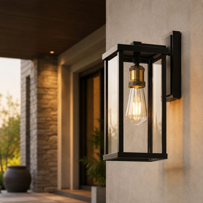 Modern Outdoor Wall Lantern Waterproof Aluminum Glass LED Compatible for Patios and Gardens