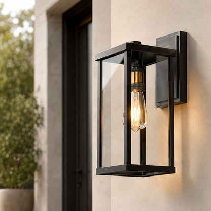 Modern Outdoor Wall Lantern Waterproof Aluminum Glass LED Compatible for Patios and Gardens