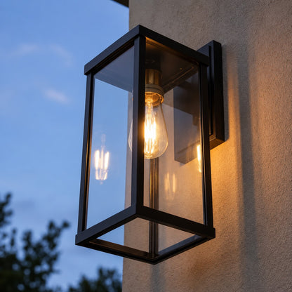 Modern Outdoor Wall Lantern Waterproof Aluminum Glass LED Compatible for Patios and Gardens