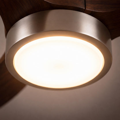 Modern Black Ceiling Fan with Light Flush Mount Iron Glass Wood Blades LED Adjustable Speed