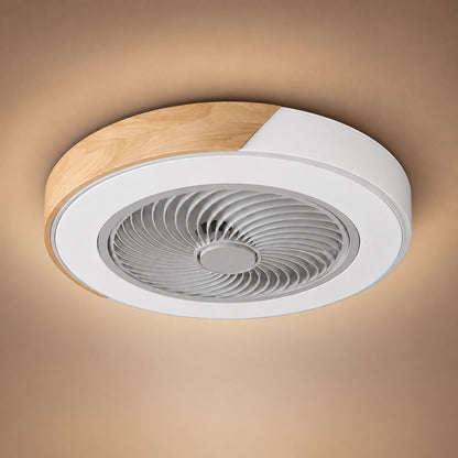 Modern Bladeless Ceiling Fan with Lights Flush Mount Iron Frame Dimmable LED Color Temperature