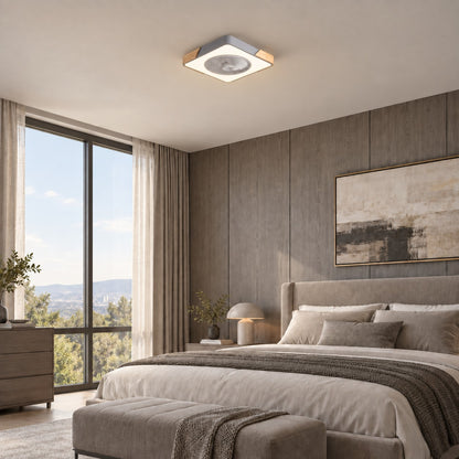 Modern Bladeless Ceiling Fan with Lights Flush Mount Iron Frame Dimmable LED Color Temperature