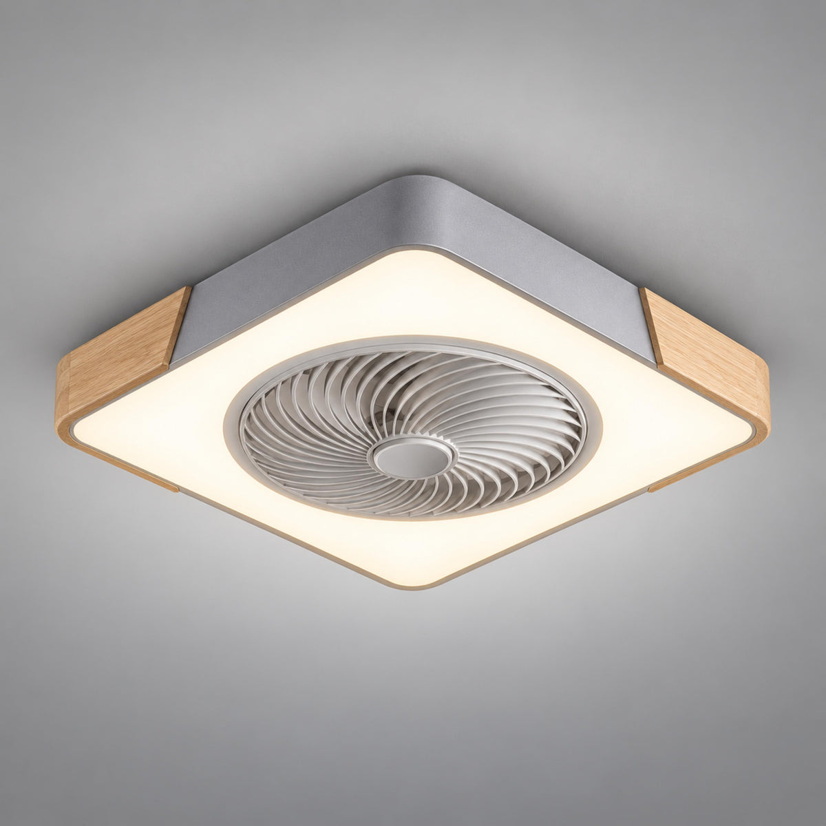 Modern Bladeless Ceiling Fan with Lights Flush Mount Iron Frame Dimmable LED Color Temperature