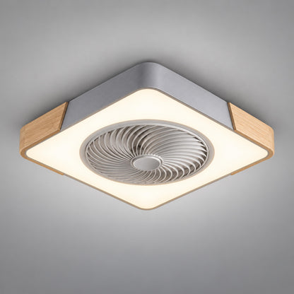 Modern Bladeless Ceiling Fan with Lights Flush Mount Iron Frame Dimmable LED Color Temperature