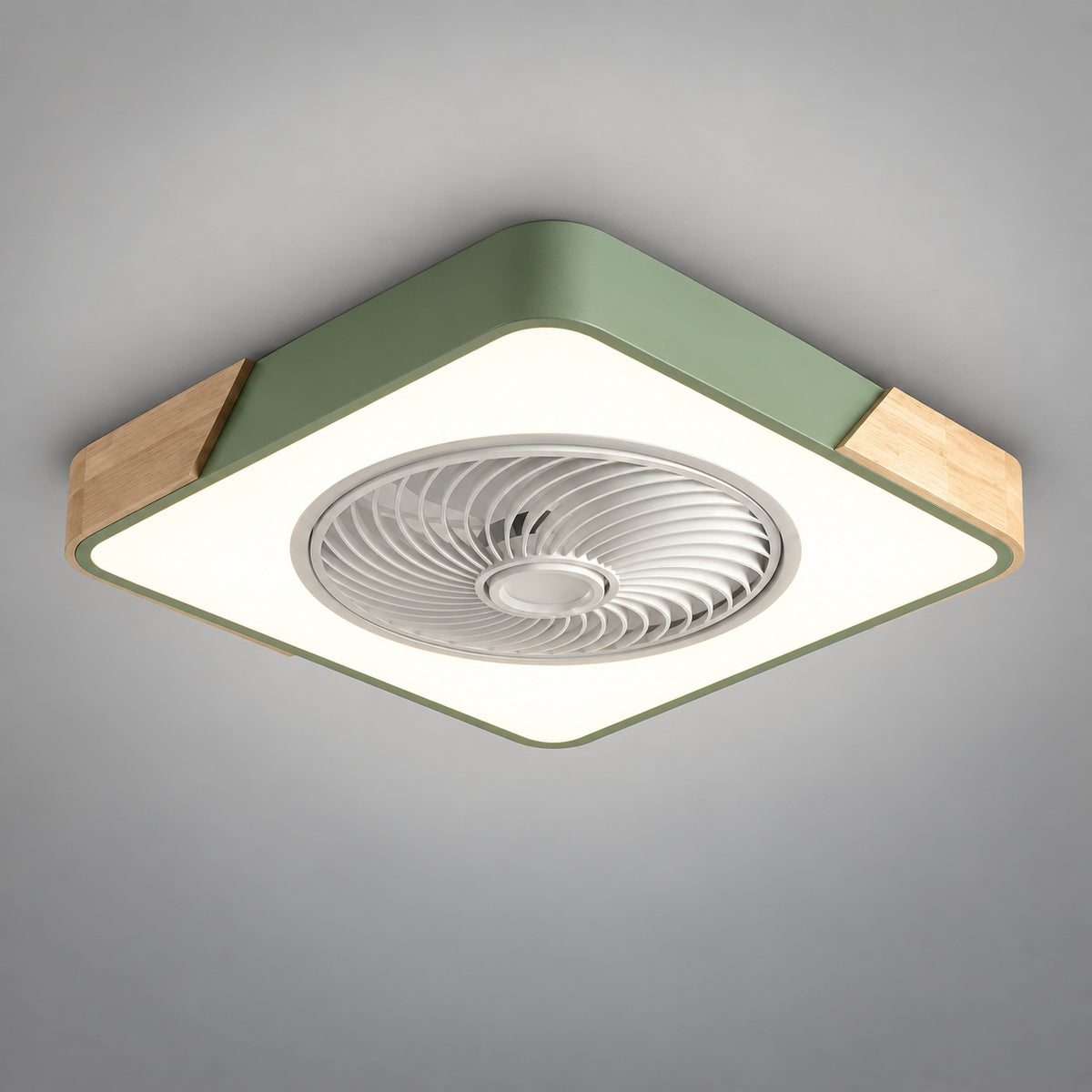Modern Bladeless Ceiling Fan with Lights Flush Mount Iron Frame Dimmable LED Color Temperature