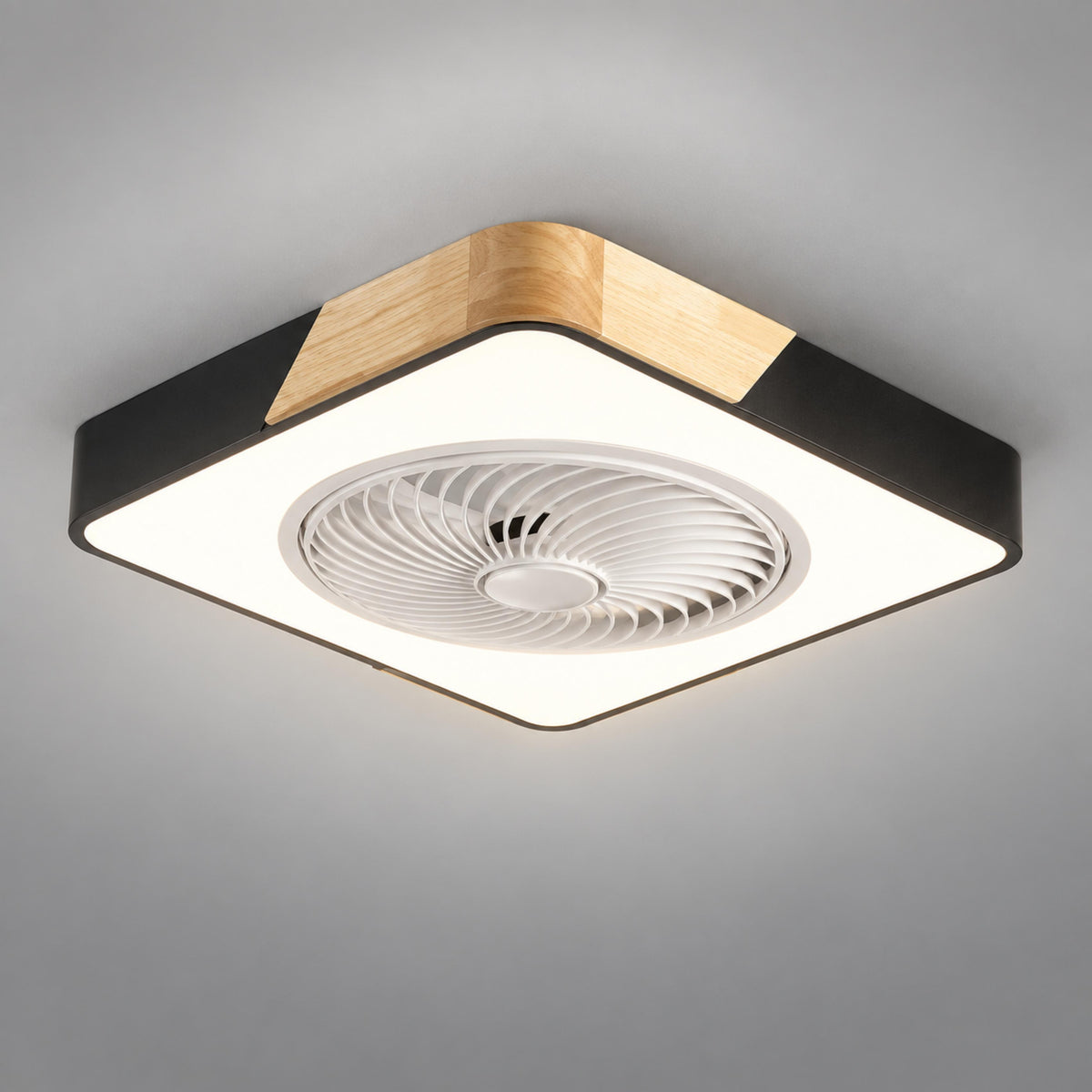 Modern Bladeless Ceiling Fan with Lights Flush Mount Iron Frame Dimmable LED Color Temperature