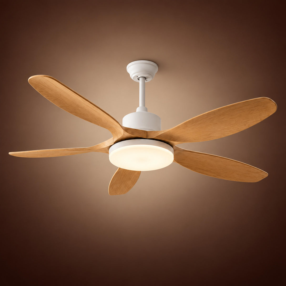 Modern Flush Mount Ceiling Fan with Lights 5-Blade Metal Adjustable LED Remote Control 48/52 Inch