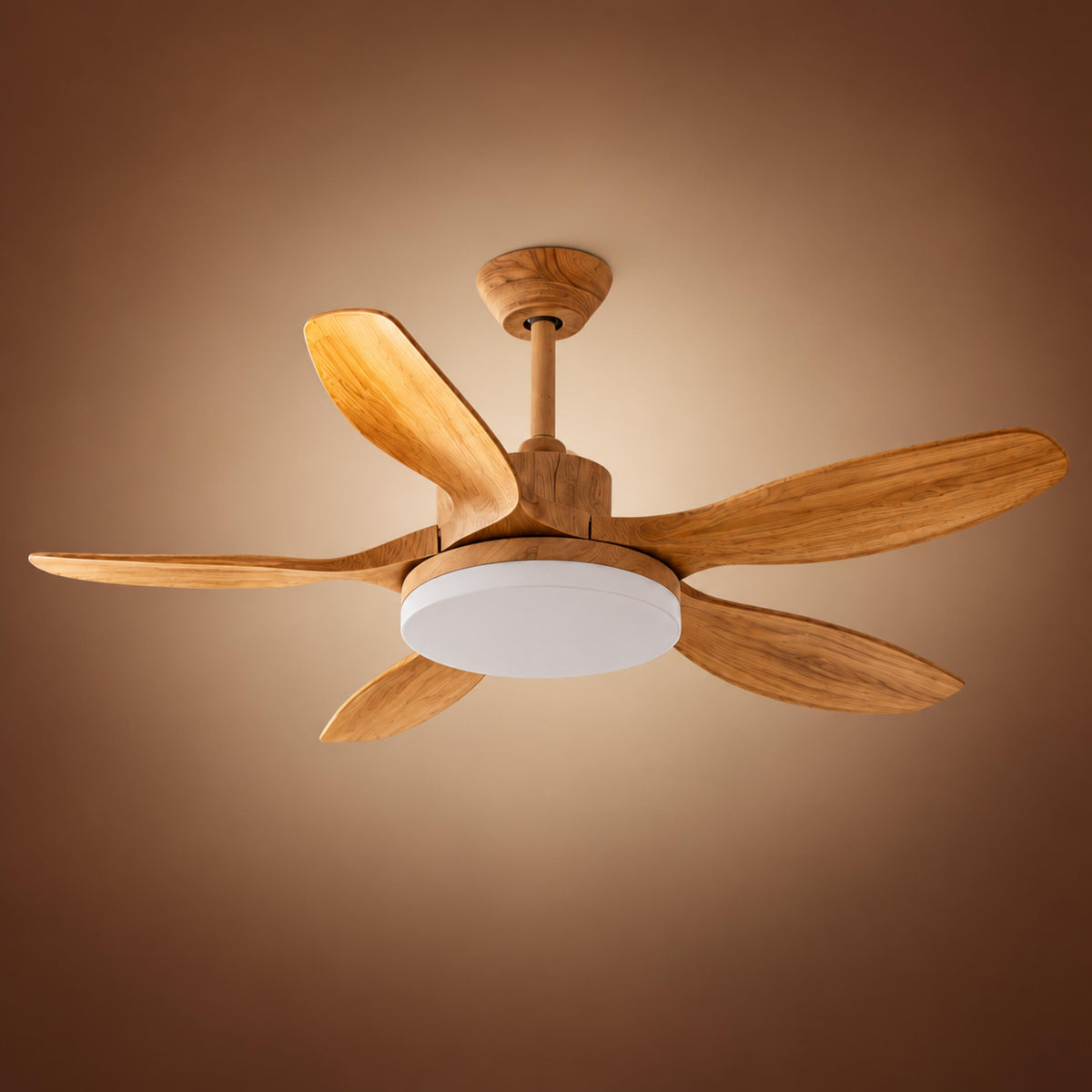 Modern Flush Mount Ceiling Fan with Lights 5-Blade Metal Adjustable LED Remote Control 48/52 Inch