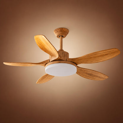 Modern Flush Mount Ceiling Fan with Lights 5-Blade Metal Adjustable LED Remote Control 48/52 Inch