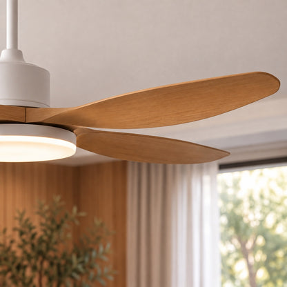 Modern Flush Mount Ceiling Fan with Lights 5-Blade Metal Adjustable LED Remote Control 48/52 Inch