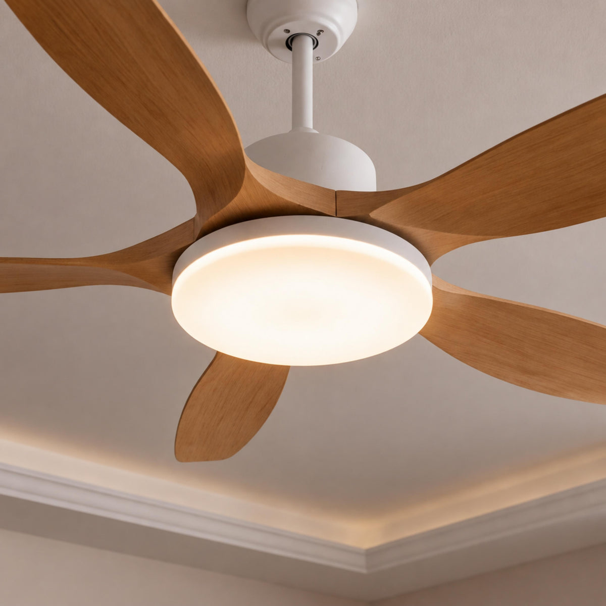 Modern Flush Mount Ceiling Fan with Lights 5-Blade Metal Adjustable LED Remote Control 48/52 Inch