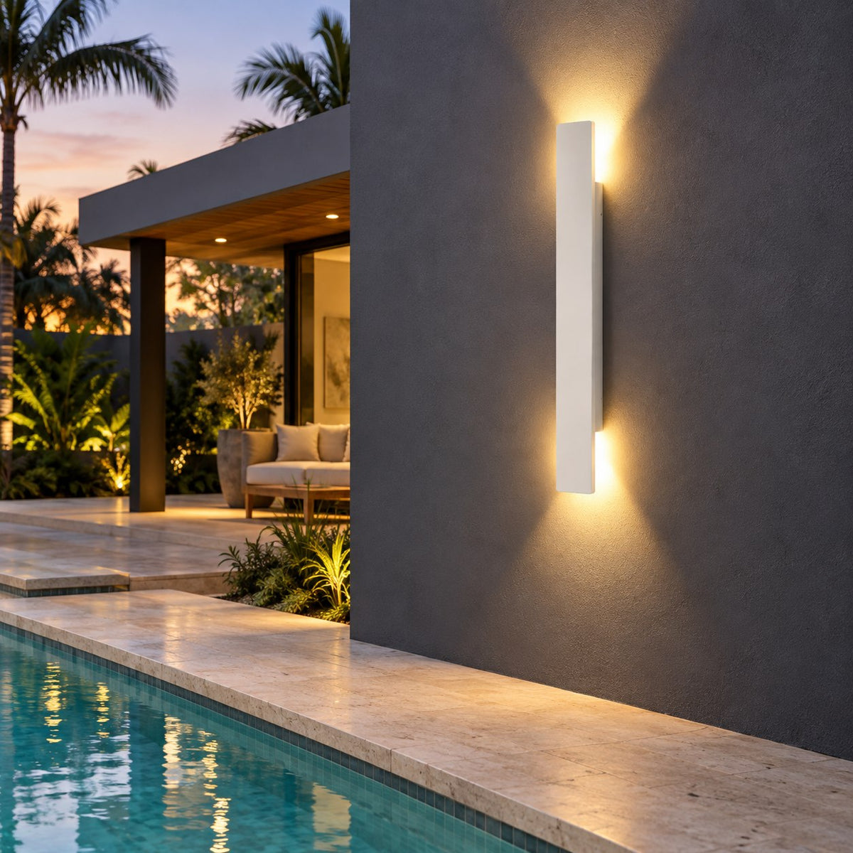Modern Outdoor Wall Light Wall Mounted Aluminum 18W LED IP65 Weather Resistant for Gardens