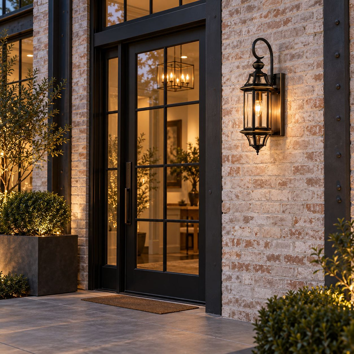 Modern Outdoor Wall Light Adjustable Wall Mounted Black Brass Fixture with Clear Glass Shade IP65 Waterproof