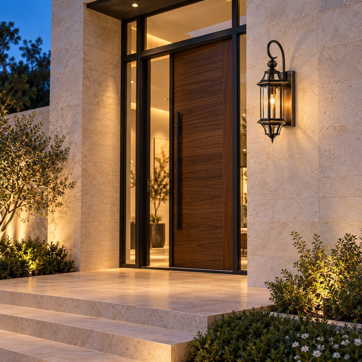 Modern Outdoor Wall Light Adjustable Wall Mounted Black Brass Fixture with Clear Glass Shade IP65 Waterproof