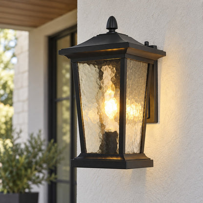 Industrial Outdoor Wall Light Black Aluminum Clear Glass LED Compatible IP65 Moisture Resistant