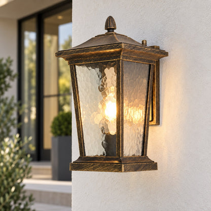 Industrial Outdoor Wall Light Black Aluminum Clear Glass LED Compatible IP65 Moisture Resistant