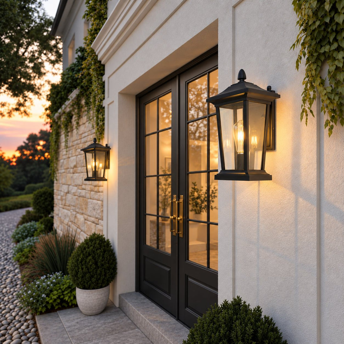 Industrial Outdoor Wall Light Black Aluminum Clear Glass LED Compatible IP65 Moisture Resistant
