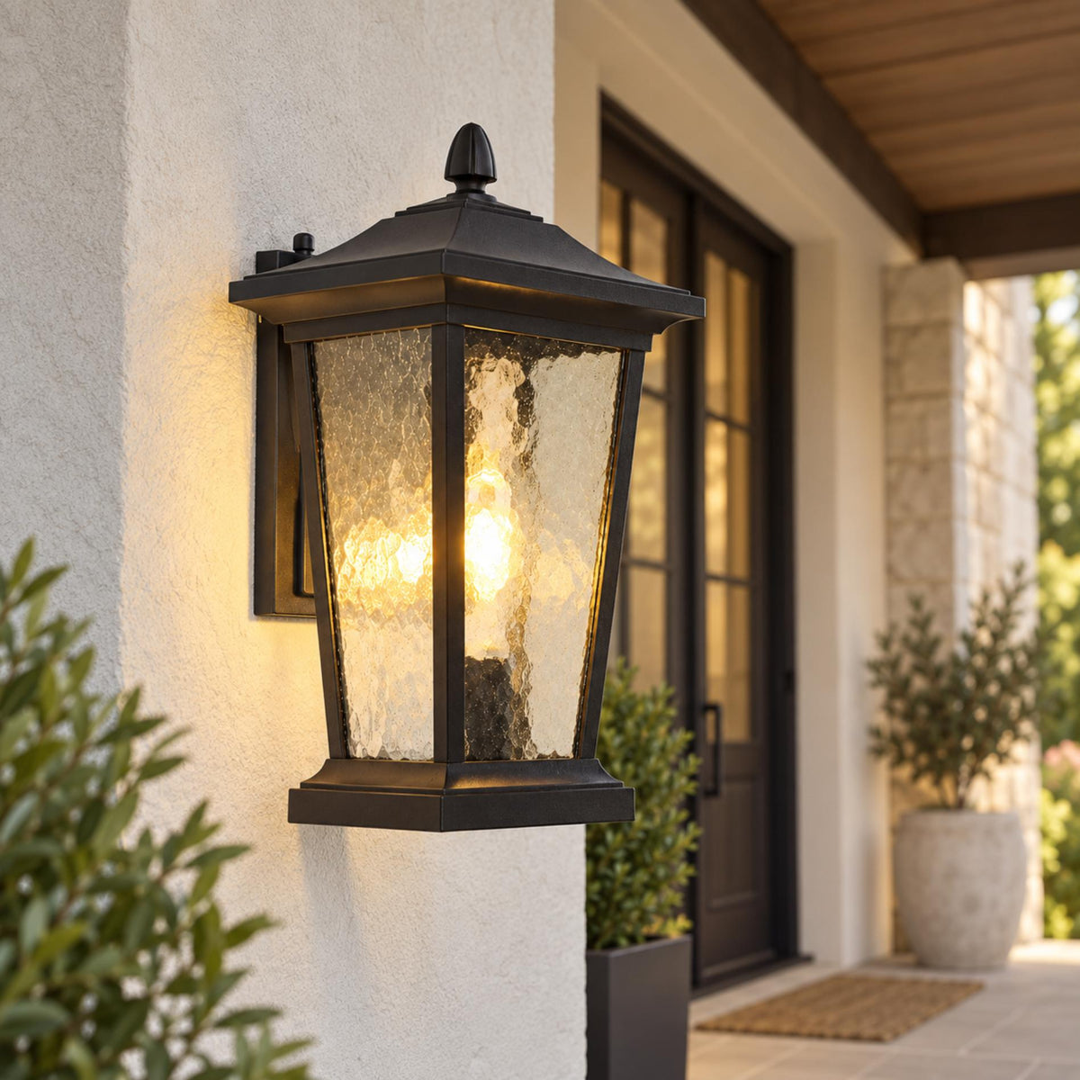 Industrial Outdoor Wall Light Black Aluminum Clear Glass LED Compatible IP65 Moisture Resistant