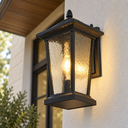 Industrial Outdoor Wall Light Black Aluminum Clear Glass LED Compatible IP65 Moisture Resistant
