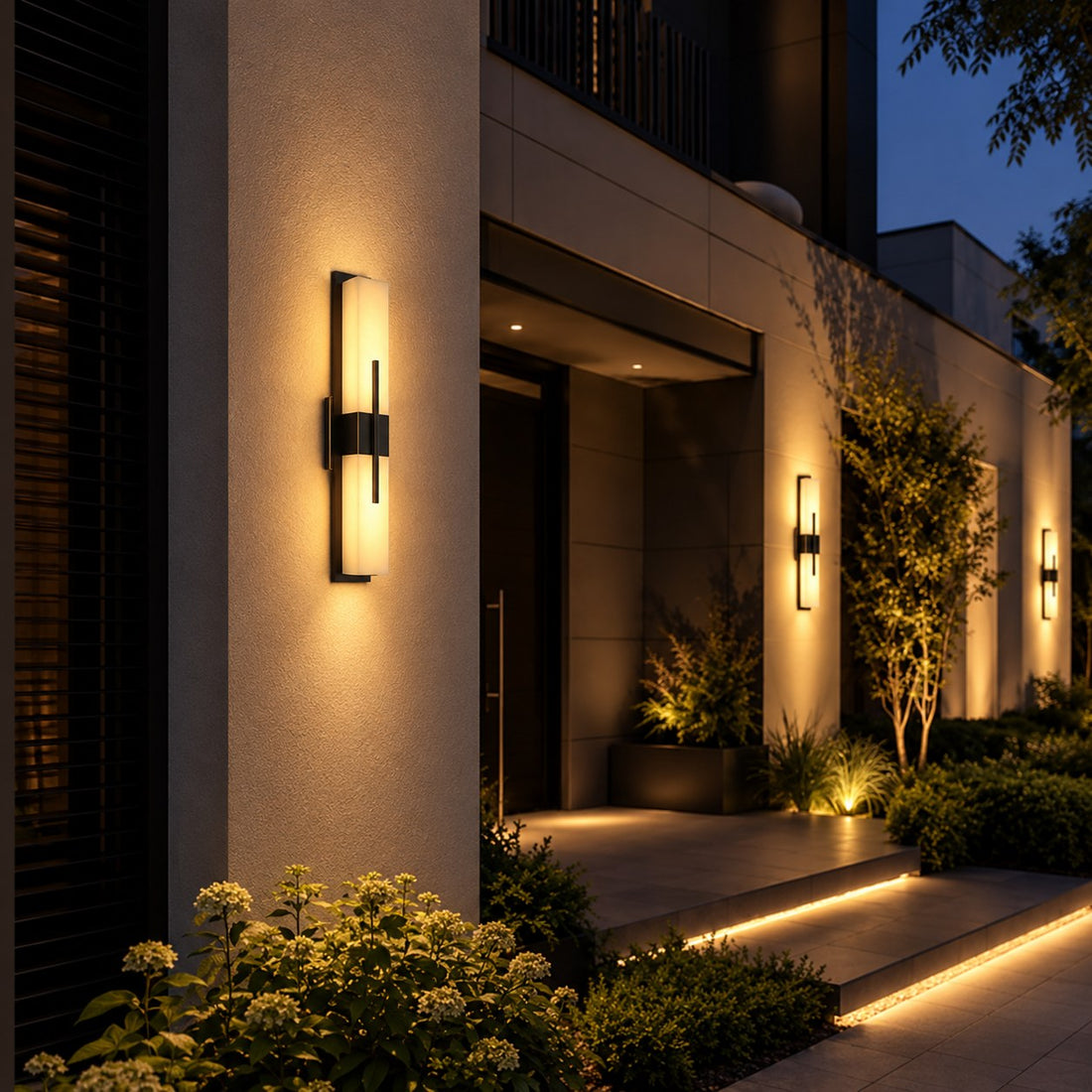 Modern Outdoor Wall Light Waterproof Stainless Steel Wall Mounted Integrated LED with Three Color Temperatures