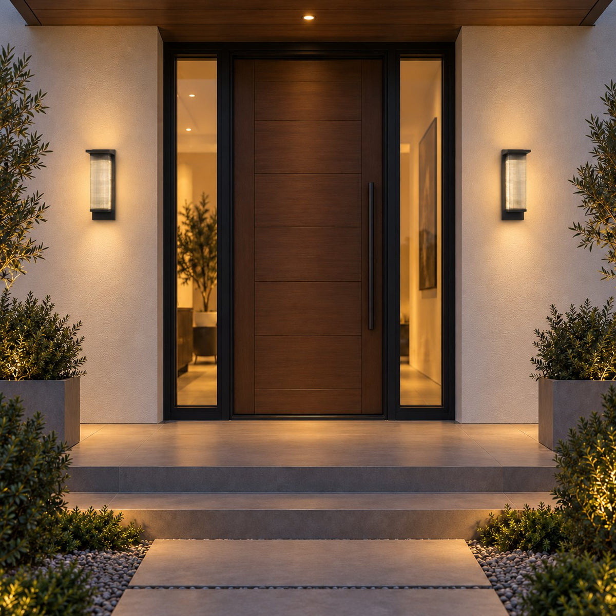 Modern Outdoor Solar Wall Lights with Remote Control Stainless Steel LED and IP65 Moisture Resistance