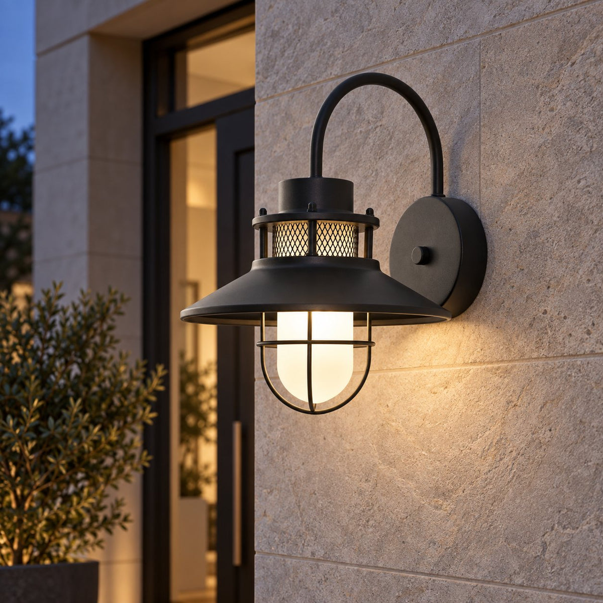 Modern Outdoor Wall Light Adjustable Wall Mounted Iron and Glass LED Fixture for Patios and Gardens