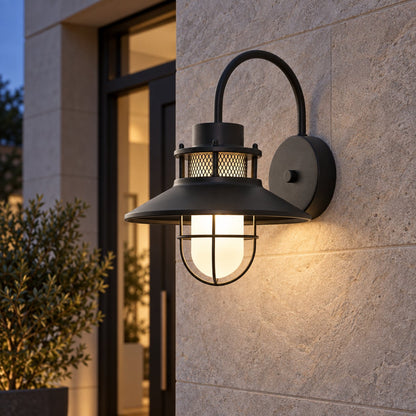 Modern Outdoor Wall Light Adjustable Wall Mounted Iron and Glass LED Fixture for Patios and Gardens