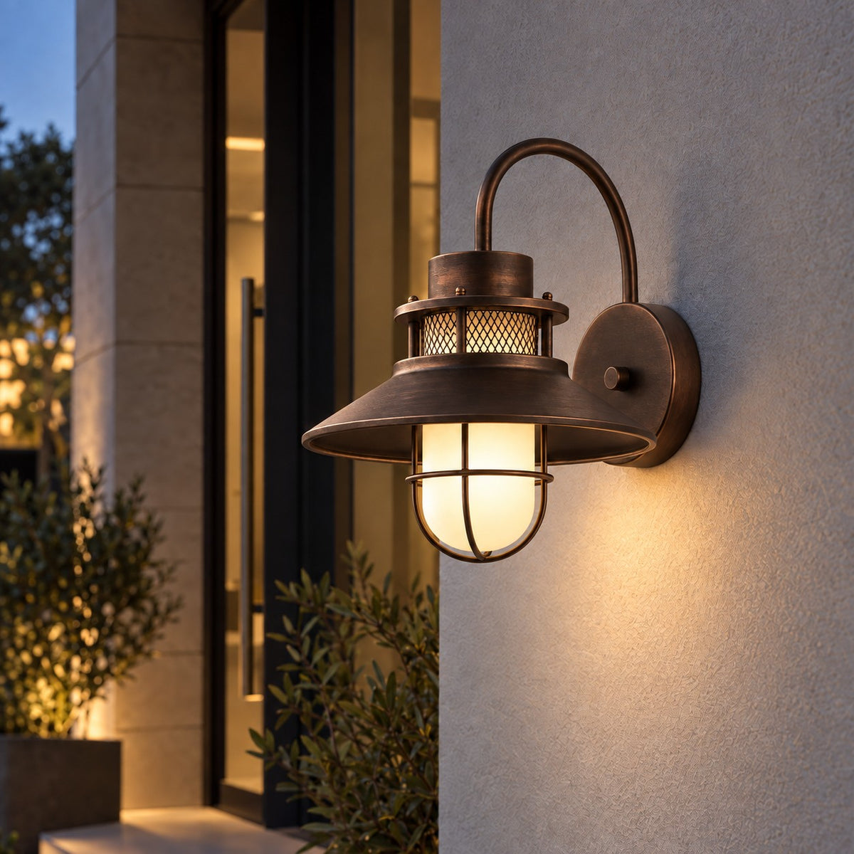 Modern Outdoor Wall Light Adjustable Wall Mounted Iron and Glass LED Fixture for Patios and Gardens