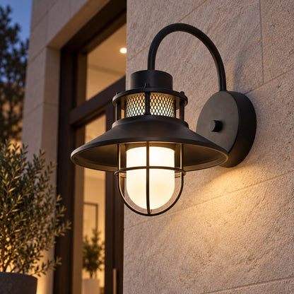 Modern Outdoor Wall Light Adjustable Wall Mounted Iron and Glass LED Fixture for Patios and Gardens