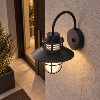 Modern Outdoor Wall Light Adjustable Wall Mounted Iron and Glass LED Fixture for Patios and Gardens