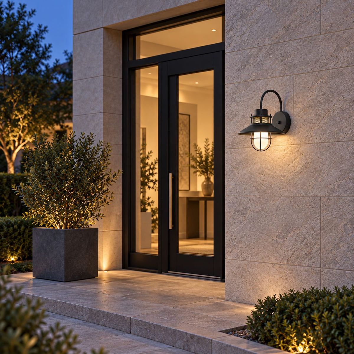 Modern Outdoor Wall Light Adjustable Wall Mounted Iron and Glass LED Fixture for Patios and Gardens