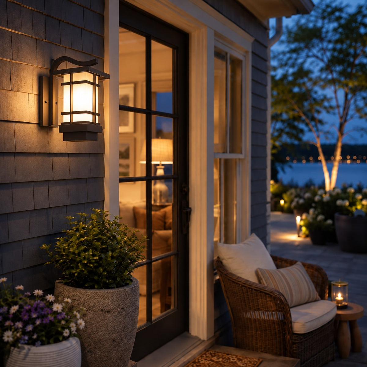 Modern Outdoor Wall Lantern Wall Mounted Aluminum Frosted Glass LED IP65 Waterproof