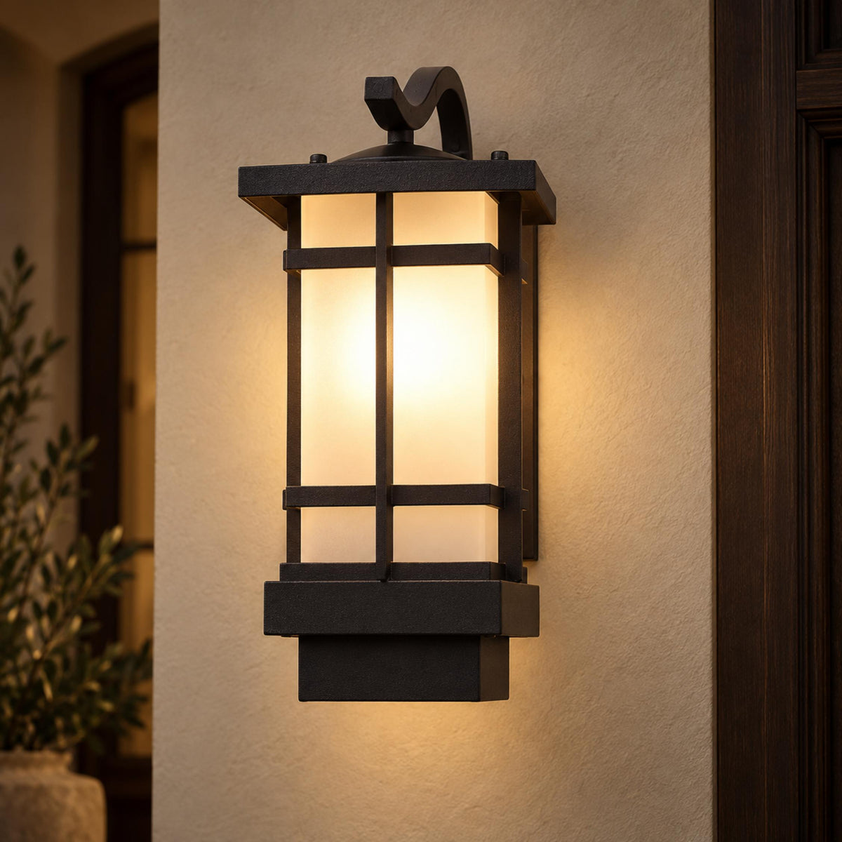 Modern Outdoor Wall Lantern Wall Mounted Aluminum Frosted Glass LED IP65 Waterproof