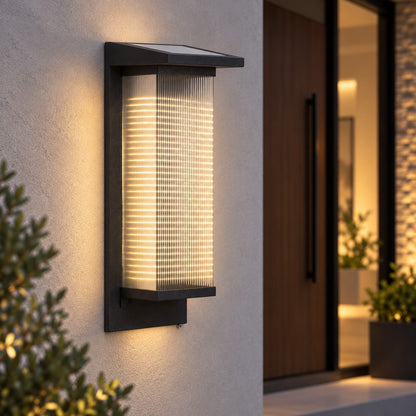 Modern Outdoor Solar Wall Lights with Remote Control Stainless Steel LED and IP65 Moisture Resistance