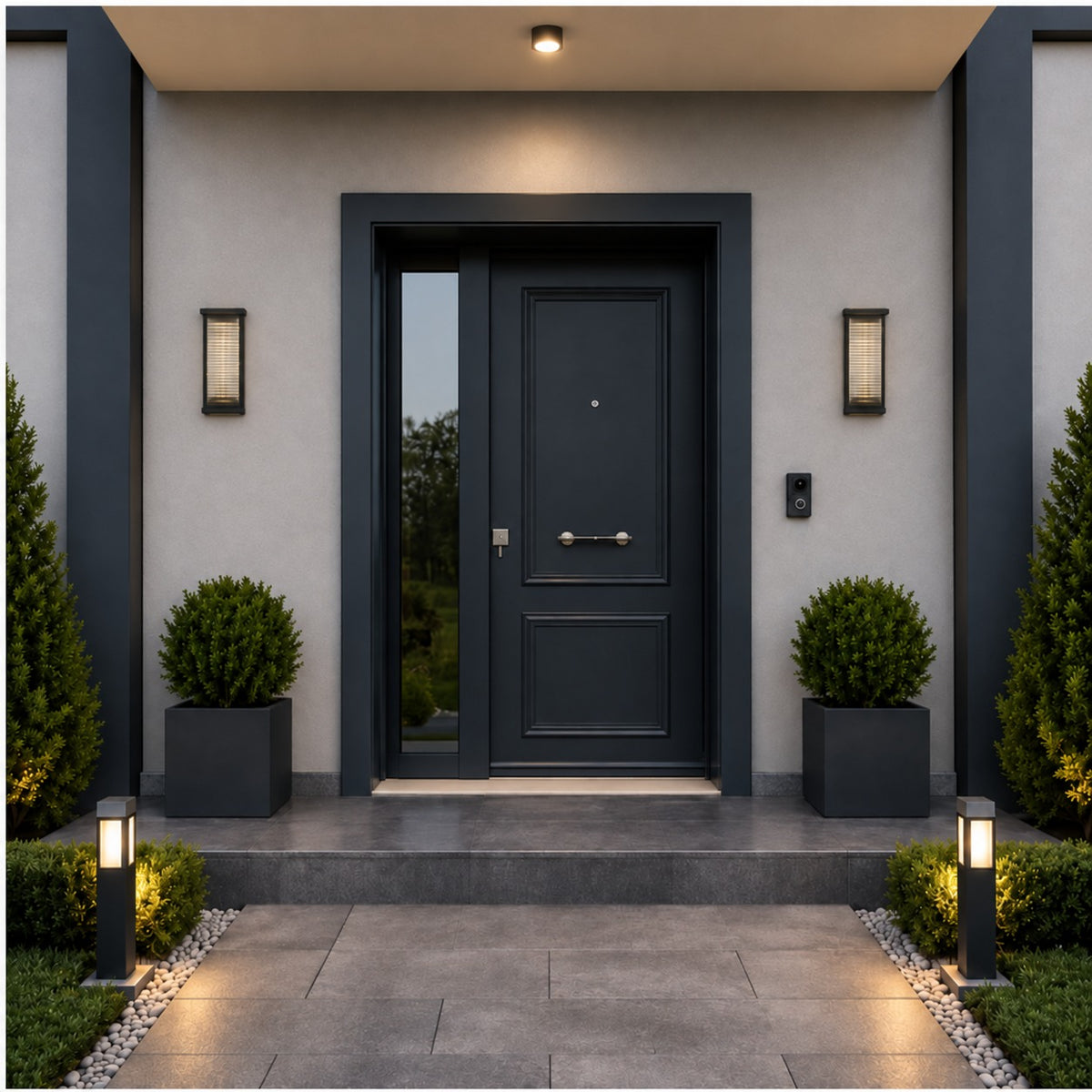 Modern Outdoor Solar Wall Lights with Remote Control Stainless Steel LED and IP65 Moisture Resistance