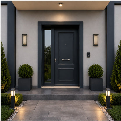 Modern Outdoor Solar Wall Lights with Remote Control Stainless Steel LED and IP65 Moisture Resistance