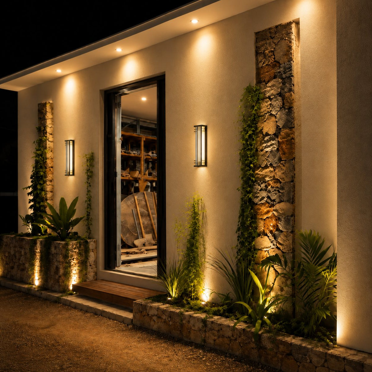 Modern Outdoor Wall Light Wall Mounted Stainless Steel Acrylic LED Weather Resistant