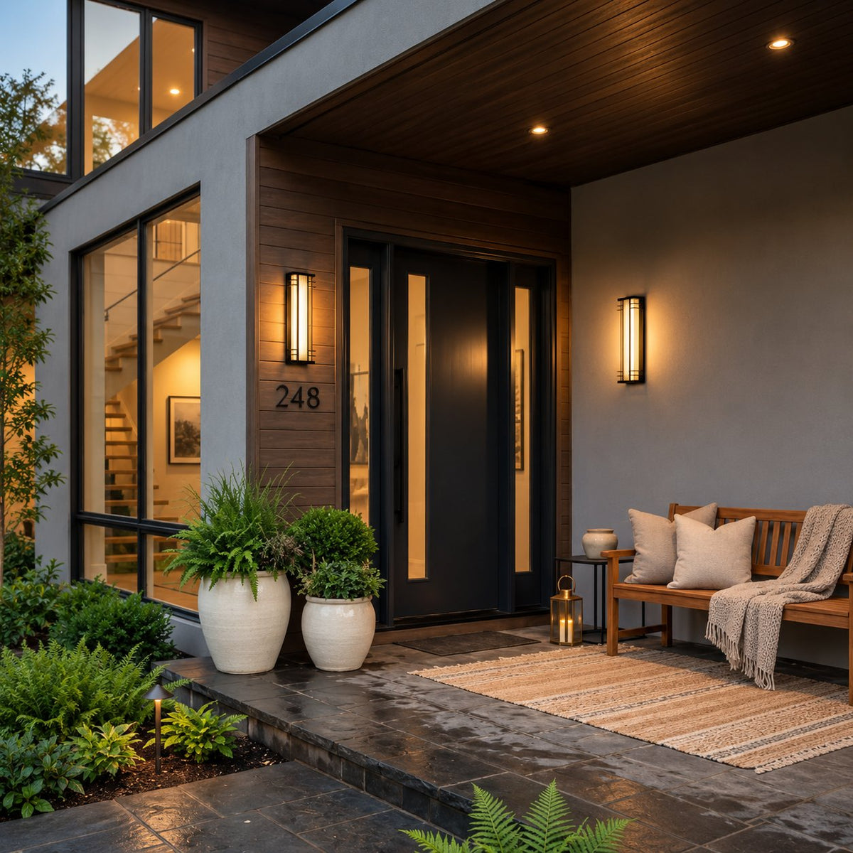 Modern Outdoor Wall Light Wall Mounted Stainless Steel Acrylic LED Weather Resistant
