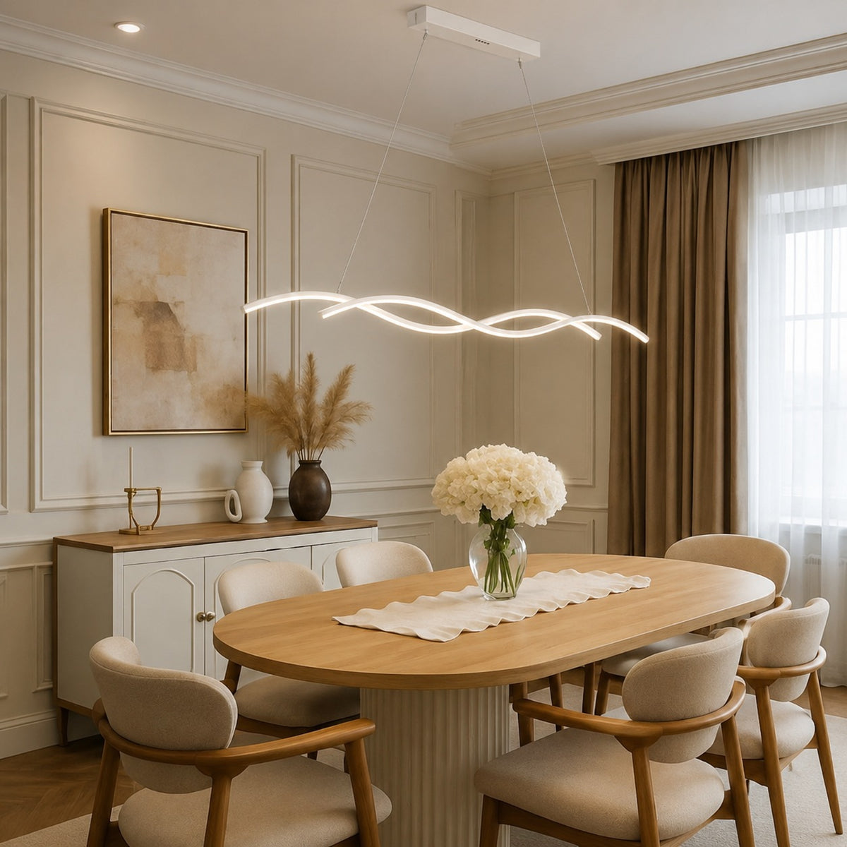 Modern Pendant Light Adjustable Hanging Aluminum LED Dimmable for Kitchen Island and Dining Room