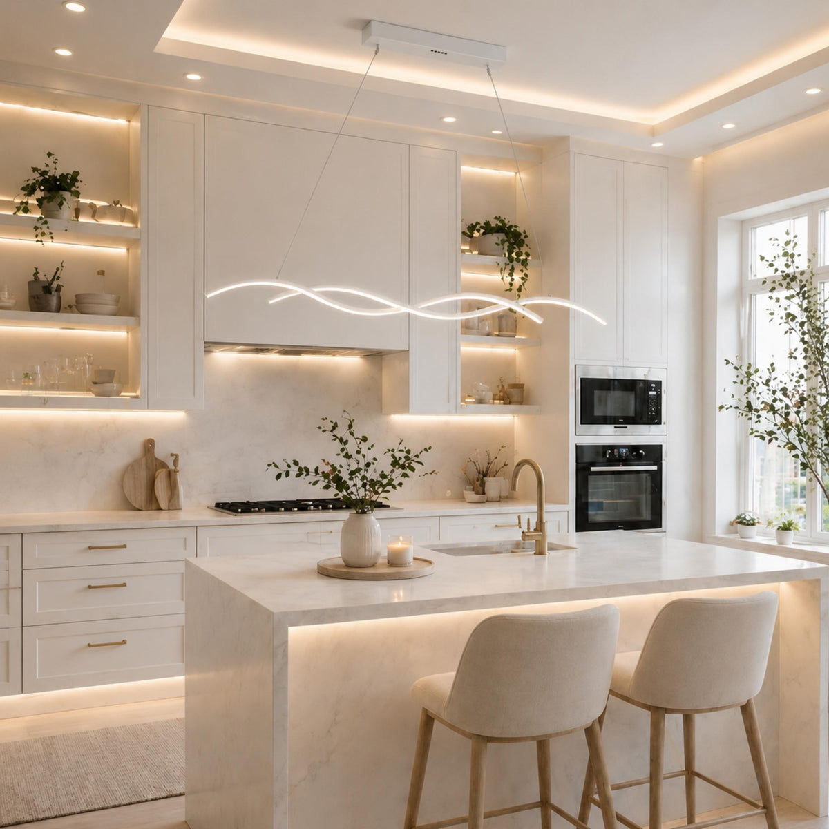 Modern Pendant Light Adjustable Hanging Aluminum LED Dimmable for Kitchen Island and Dining Room