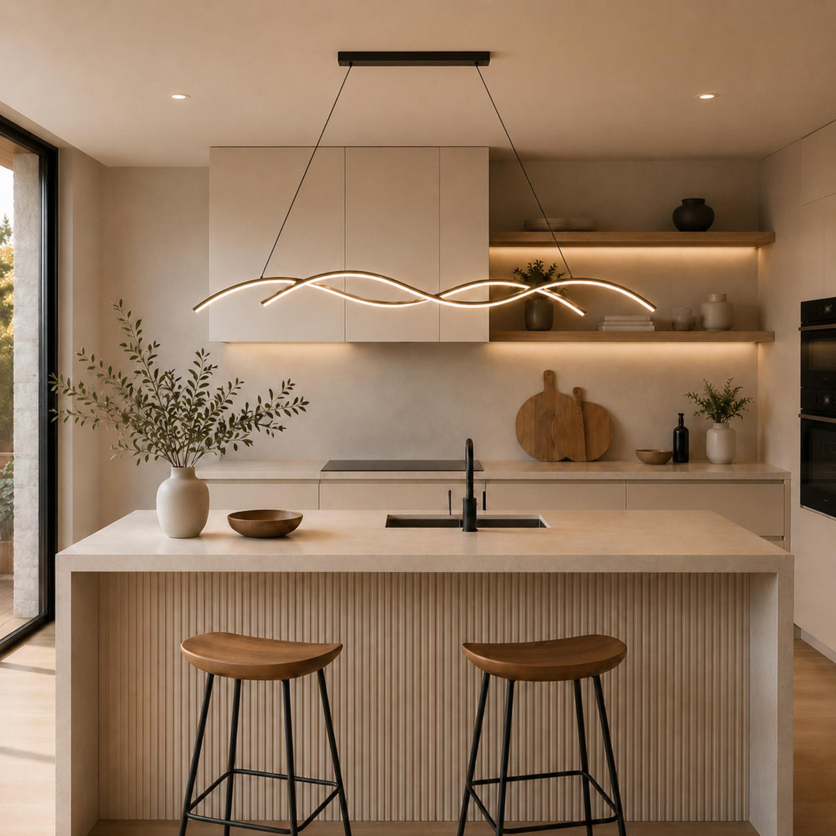 Modern Pendant Light Adjustable Hanging Aluminum LED Dimmable for Kitchen Island and Dining Room