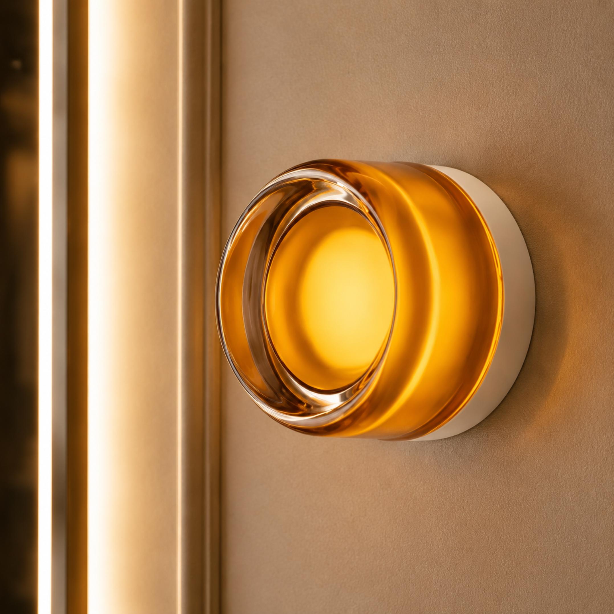 Modern Wall Light Wall Mounted Dimple Glass Aluminum LED with Smart Light Sensor 3000K