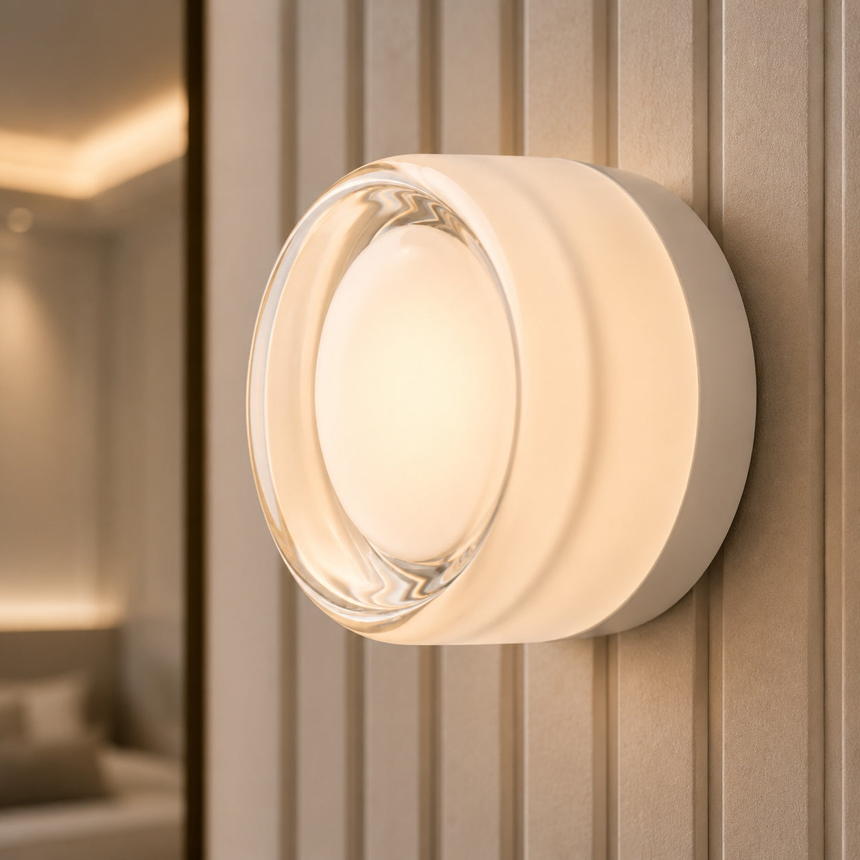 Modern Wall Light Wall Mounted Dimple Glass Aluminum LED with Smart Light Sensor 3000K
