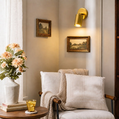 Modern Adjustable Wall Light Rotatable Sconce Brass Fixture with 350° Head Rotation